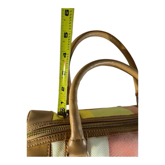 Vtg Liz Claiborne 90s Y2K Kelly Purse Gingham Pop Of Color Pattern Gold Accents - Picture 9 of 11